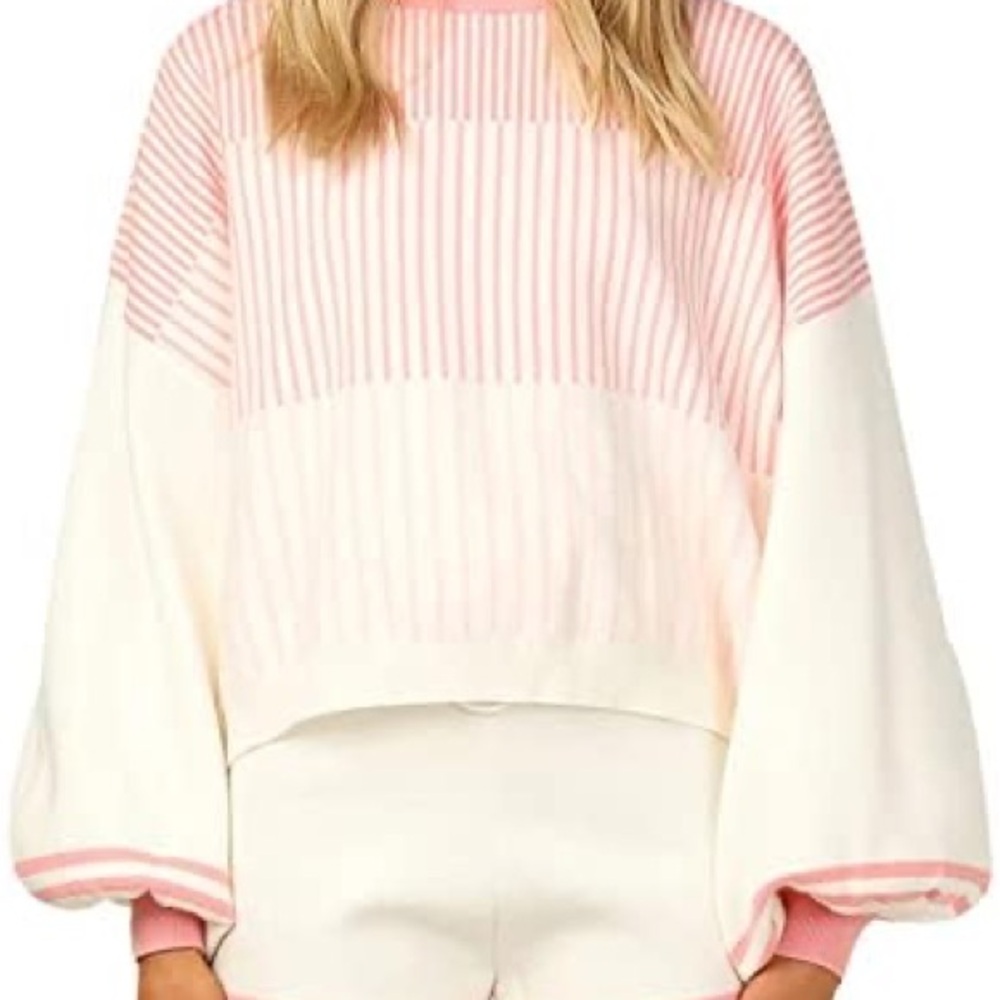 Pink and White Striped Sweater